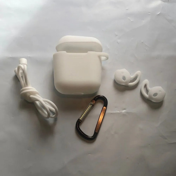 Other - Silicone‎ i7s Wireless Earphone Protective Cover Case White with Carabiner Strap